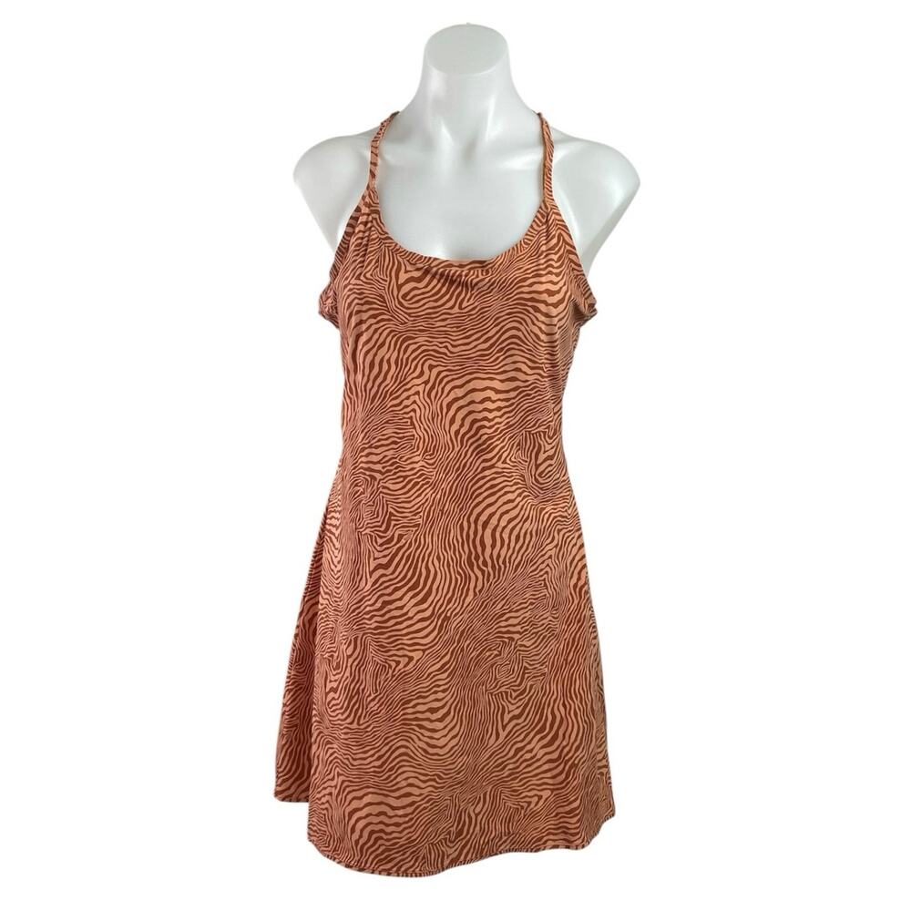 Outdoor The Exercise Tan Zebra Scoop Built in Short Tennis Golf Mini Dress Sz L